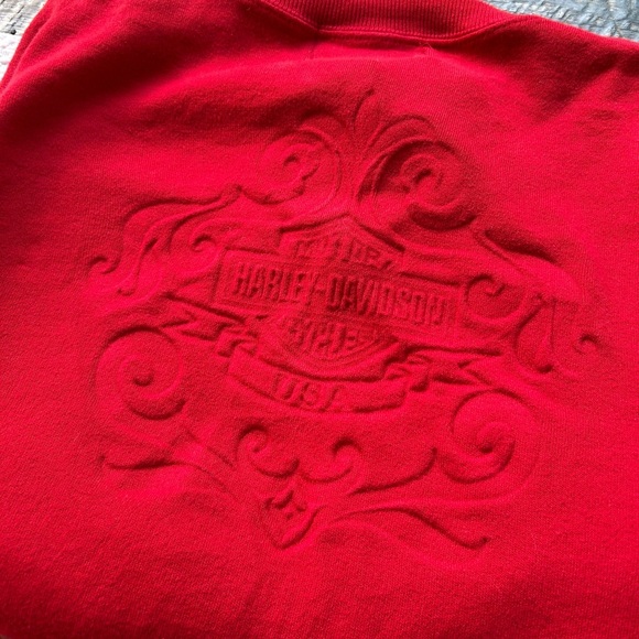 Harley-Davidson Silver Button Red Sweater Harley-Davidson on back Women M - Picture 2 of 11